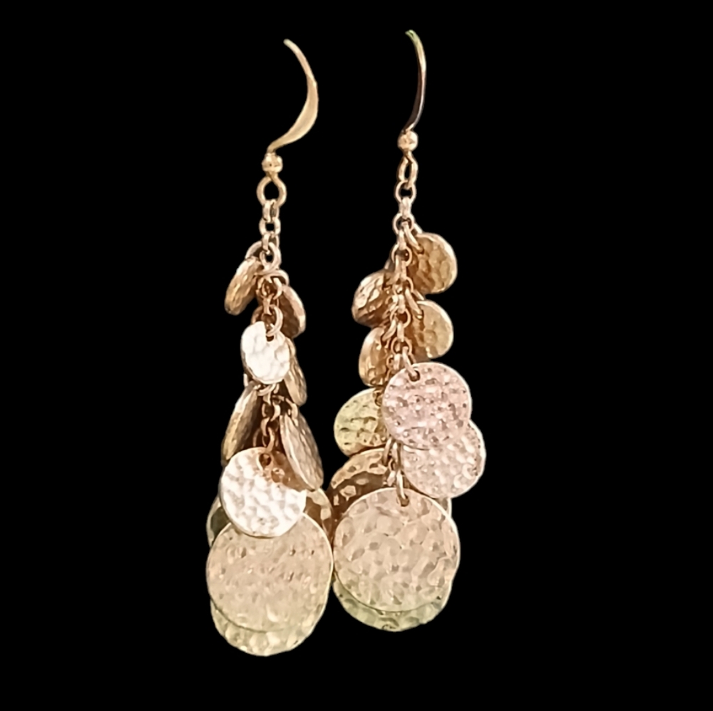 Tapered brass dangle charm earrings, boho jewelry